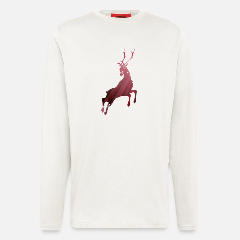 Umriss eines springenden Hirsches - Langarmshirt - made by SPREAD  - OFF WHITE