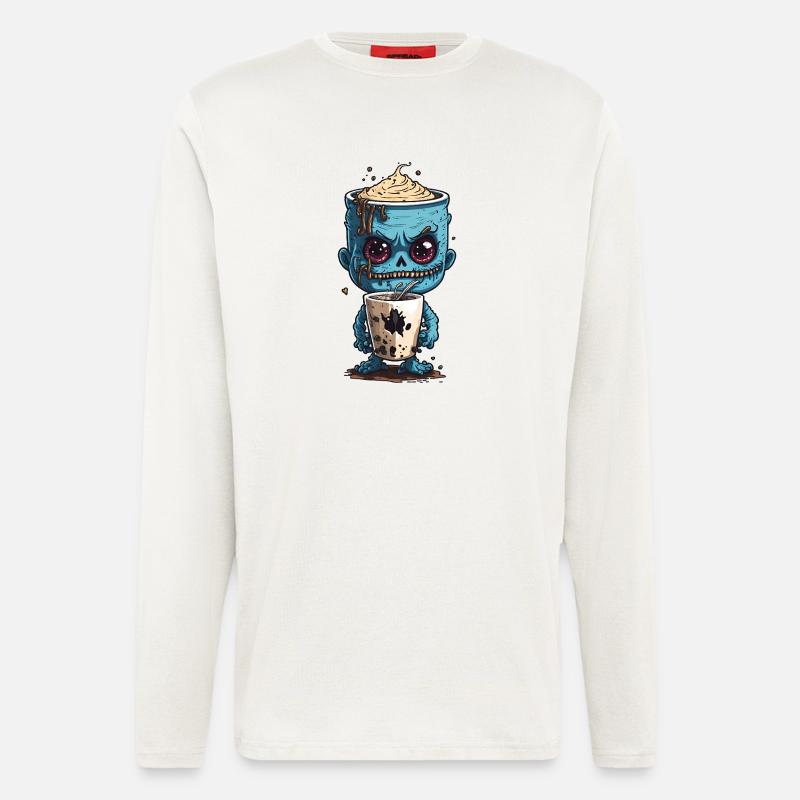 Kaffeemonster  - Koffein Zombie - Morgenmuffel - Langarmshirt - made by SPREAD  - OFF WHITE