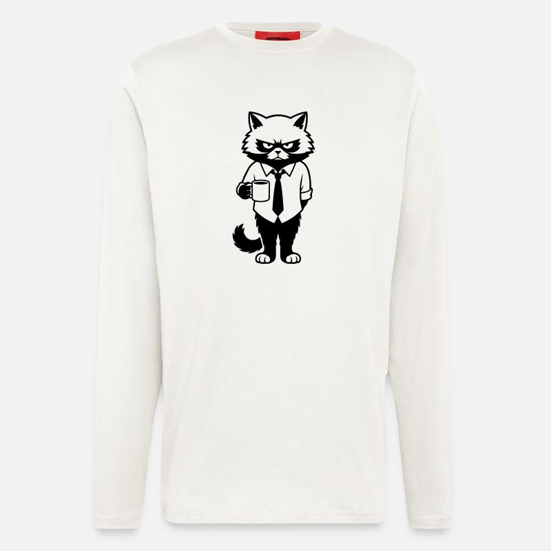 Grumpy office hangover with coffee - Longsleeve - made by SPREAD  - OFF WHITE