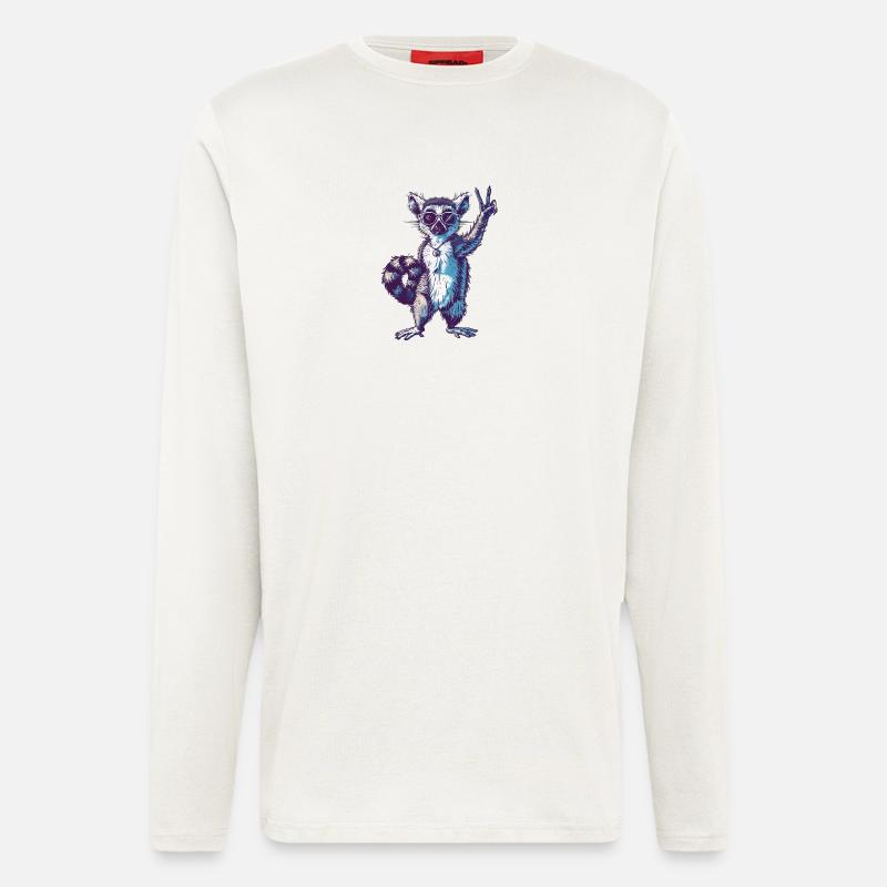 Retro Maki Lemur - Langarmshirt - made by SPREAD  - OFF WHITE