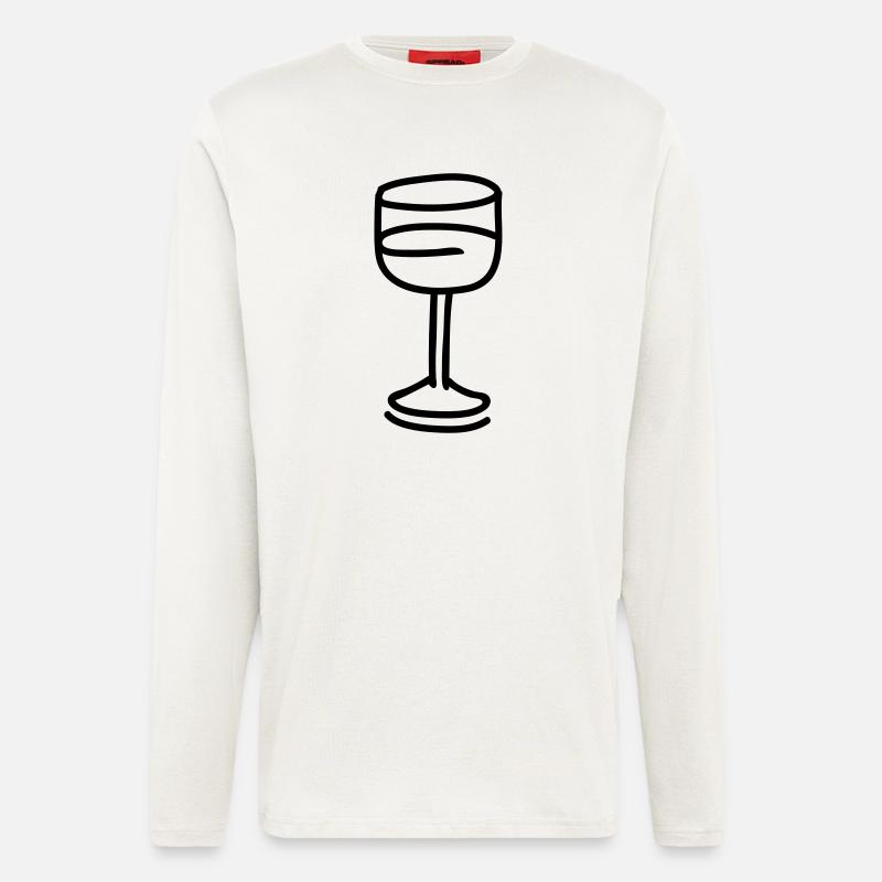 Weinglas - line - Langarmshirt - made by SPREAD  - OFF WHITE
