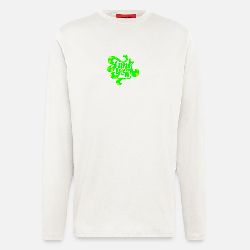 Conception de texte punk néon vert - Manches longues bio décontracté fabriqué en UE - OFF WHITE