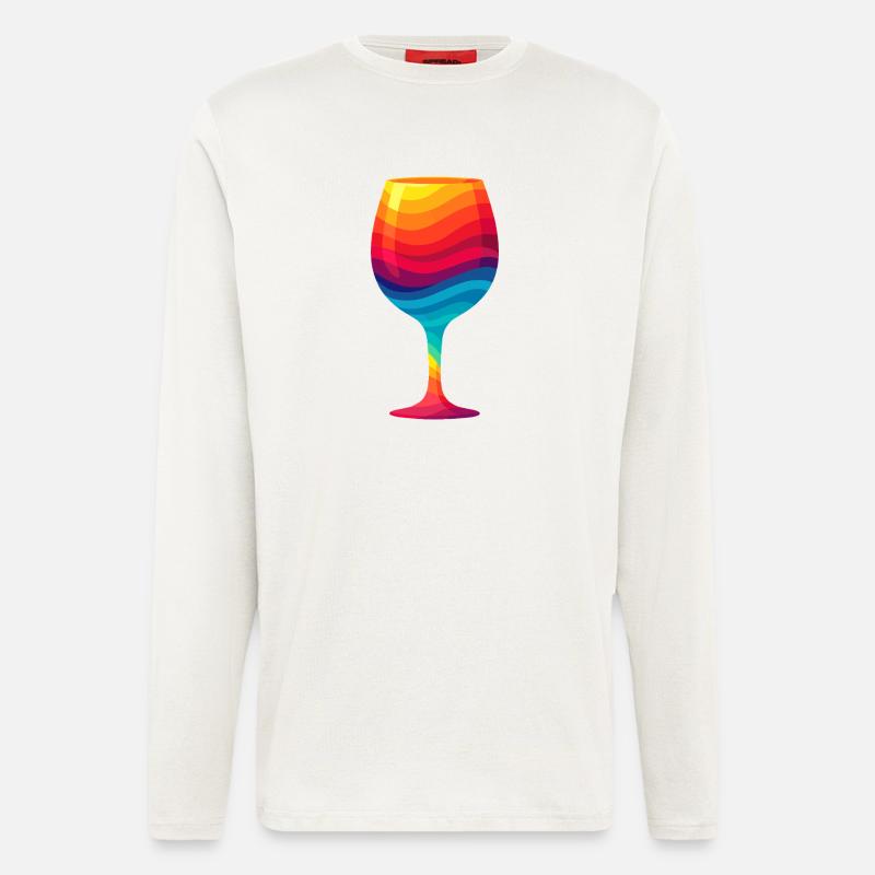 Buntes Weinglas - Langarmshirt - made by SPREAD  - OFF WHITE