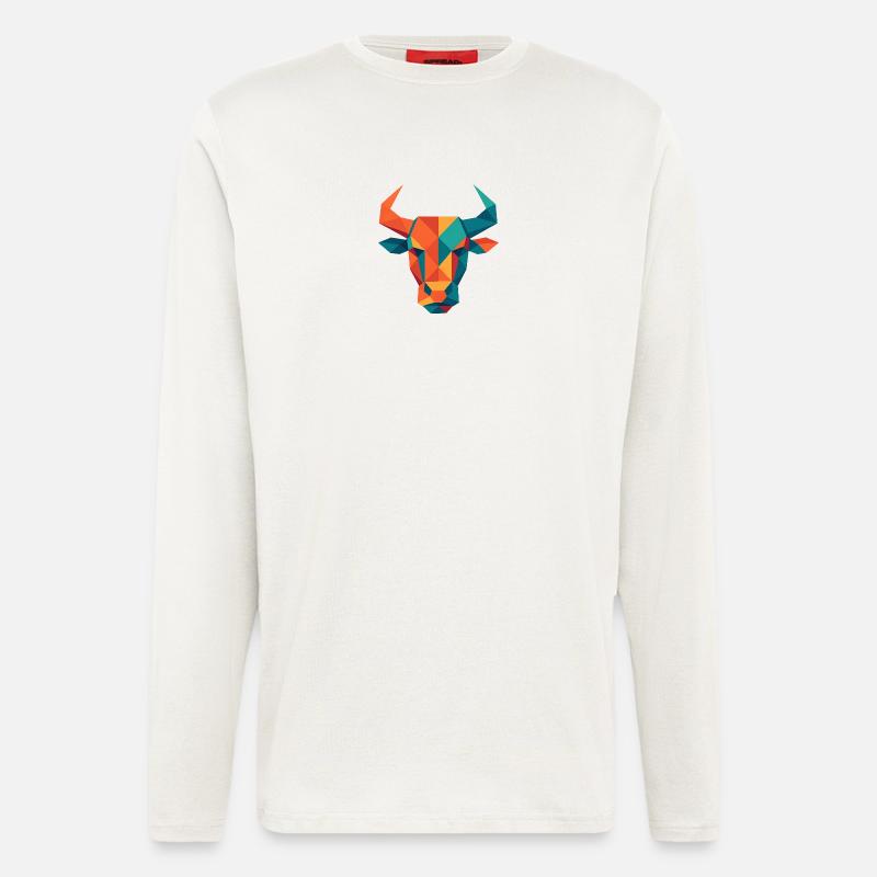 Stier | Stierkopf Print / Druck / Design - Langarmshirt - made by SPREAD  - OFF WHITE