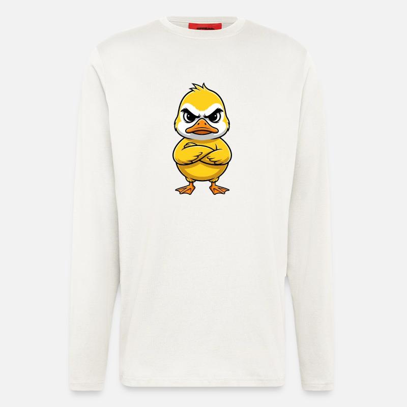 Grumpy Duck Cartoon Annoyed Grumpy Sour - Longsleeve - made by SPREAD - OFF WHITE