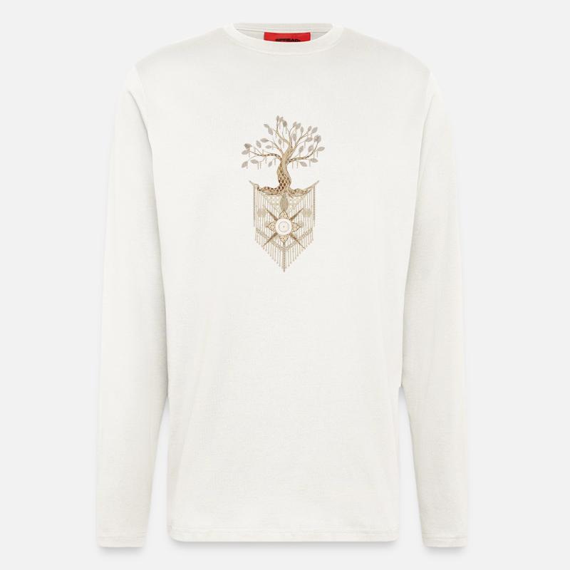 Makramee-Baum des Lebens im kunstvollen Design - Langarmshirt - made by SPREAD  - OFF WHITE