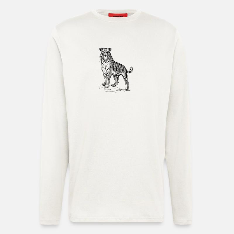 Tiger noir et withe - Manches longues bio décontracté fabriqué en UE - OFF WHITE