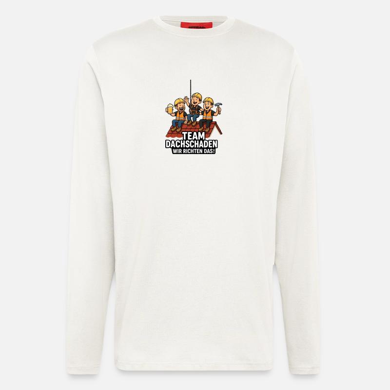 Team Dachschaden Dachdecker witzig - Langarmshirt - made by SPREAD  - OFF WHITE