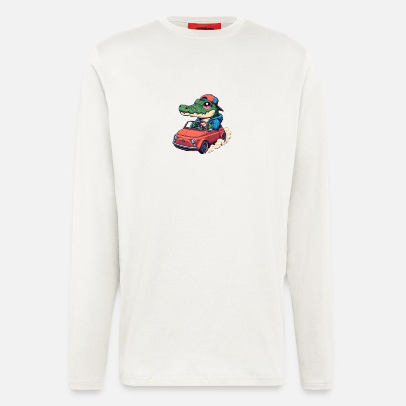 Krokodil-Auto - Langarmshirt - made by SPREAD  - OFF WHITE