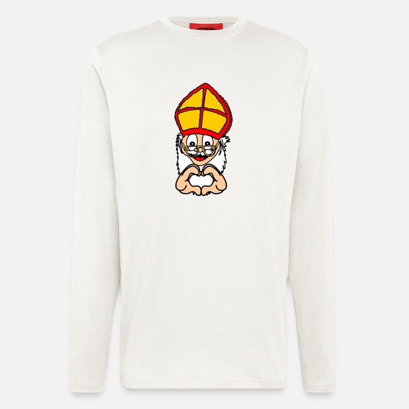 Sinterklaas mit Handgestenherz - Langarmshirt - made by SPREAD  - OFF WHITE