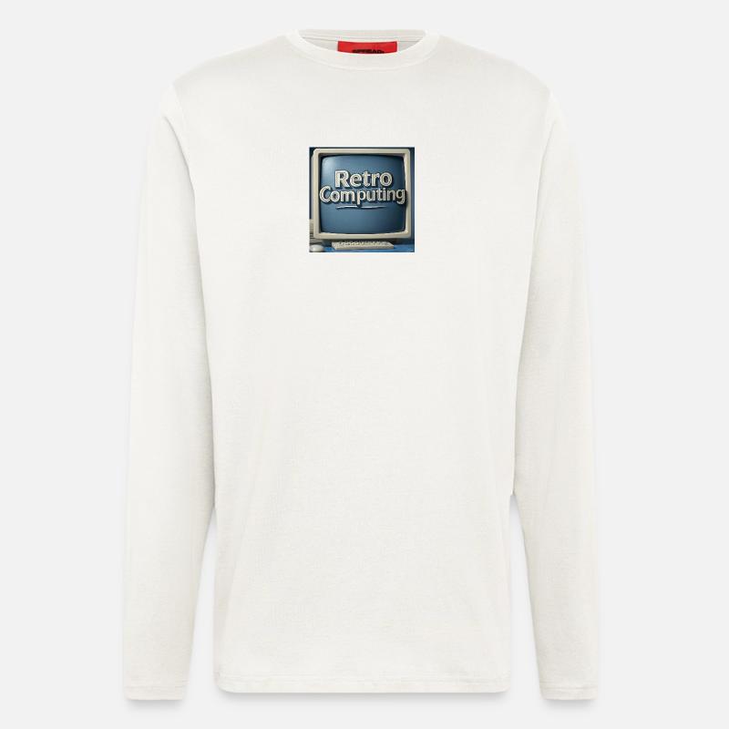 Retro Computer Graphics on Blue Background - Longsleeve - made by SPREAD  - OFF WHITE