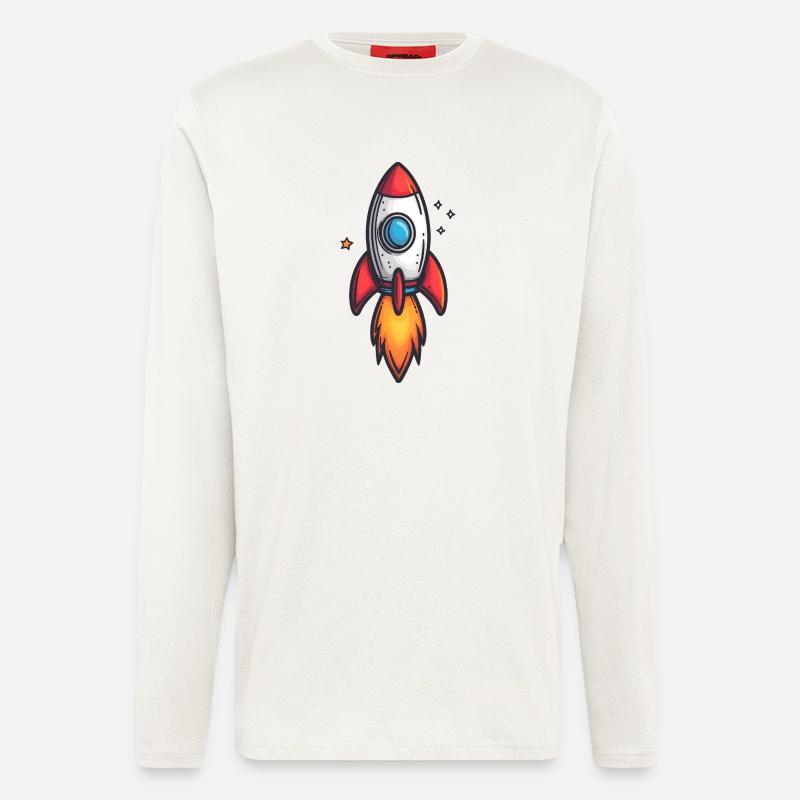Cartoon Rakete Feuerflug - Langarmshirt - made by SPREAD  - OFF WHITE