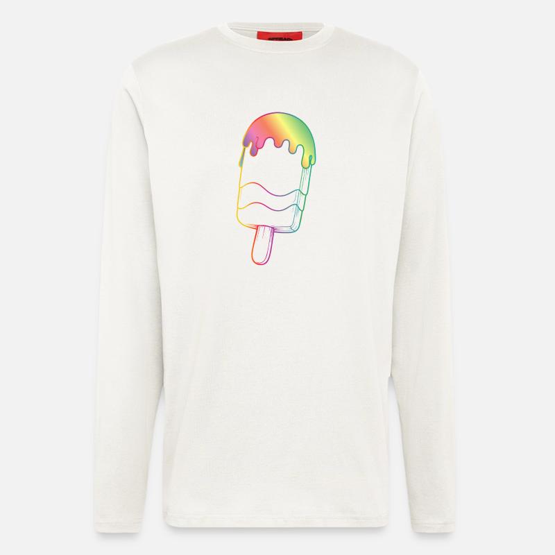 Regenbogen Eis Outline Neon Style  - Longsleeve - made by SPREAD  - OFF WHITE