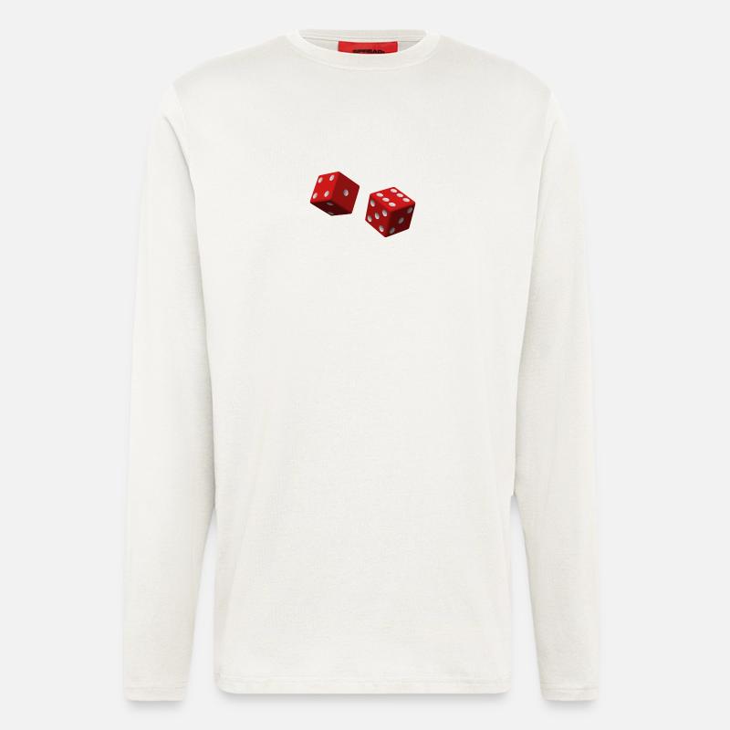 røde terninger - Organic relaxed langærmet T-shirt made in EU - OFF WHITE