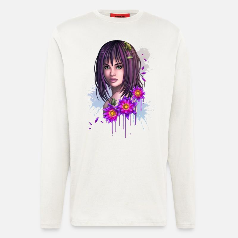 Frosch-Mädchen-Gesicht - Langarmshirt - made by SPREAD  - OFF WHITE