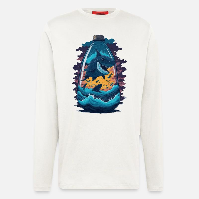Shark Bottle - Longsleeve - made by SPREAD  - OFF WHITE