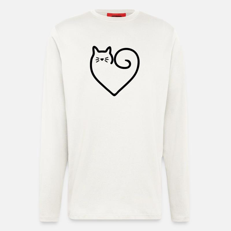 Herz-Form-Katze mit Liebe - Langarmshirt - made by SPREAD  - OFF WHITE