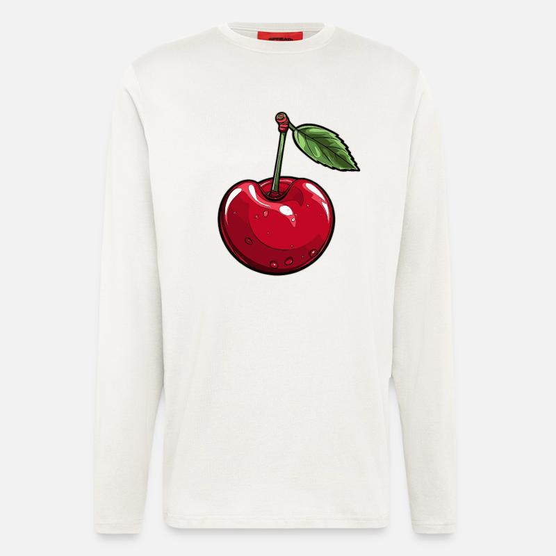 Rote Cherry Kirsche - Langarmshirt - made by SPREAD  - OFF WHITE