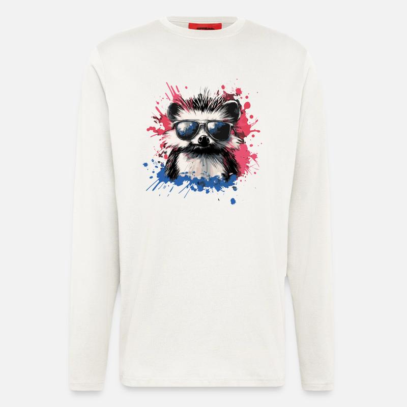 Lustiger Igel mit Sonnenbrille - Langarmshirt - made by SPREAD - OFF WHITE