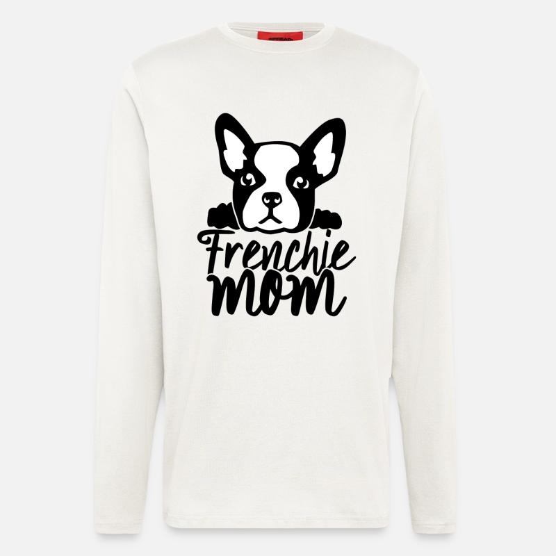 Frenchie maman de bouledogue français - Manches longues bio décontracté fabriqué en UE - OFF WHITE