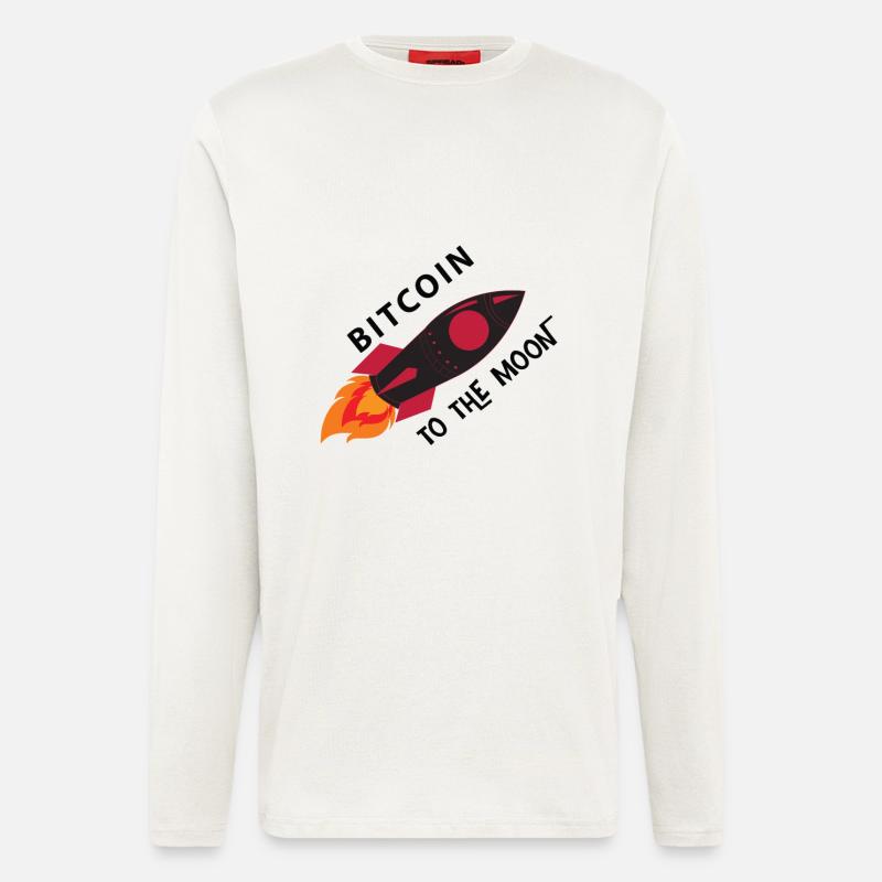 Bitcoin Rakete Mond - Langarmshirt - made by SPREAD  - OFF WHITE