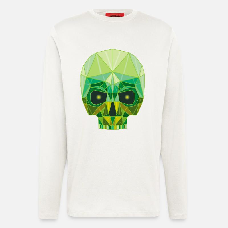 Smaragdgrüner Todeskopf - Langarmshirt - made by SPREAD - OFF WHITE