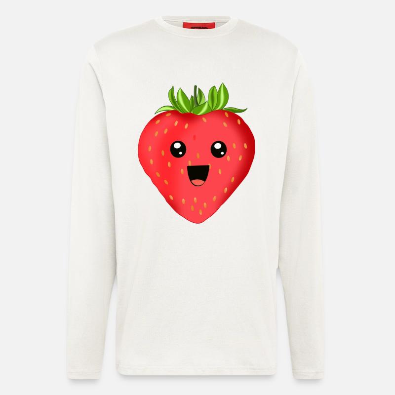 Fröhliche Erdbeere - Langarmshirt - made by SPREAD  - OFF WHITE