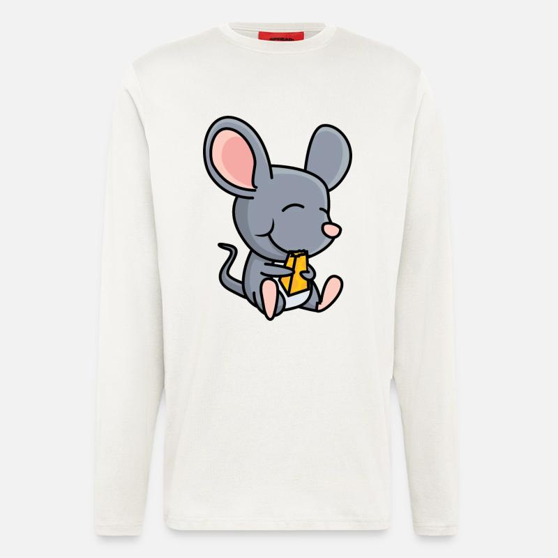 Maus mit Käse - Langarmshirt - made by SPREAD  - OFF WHITE