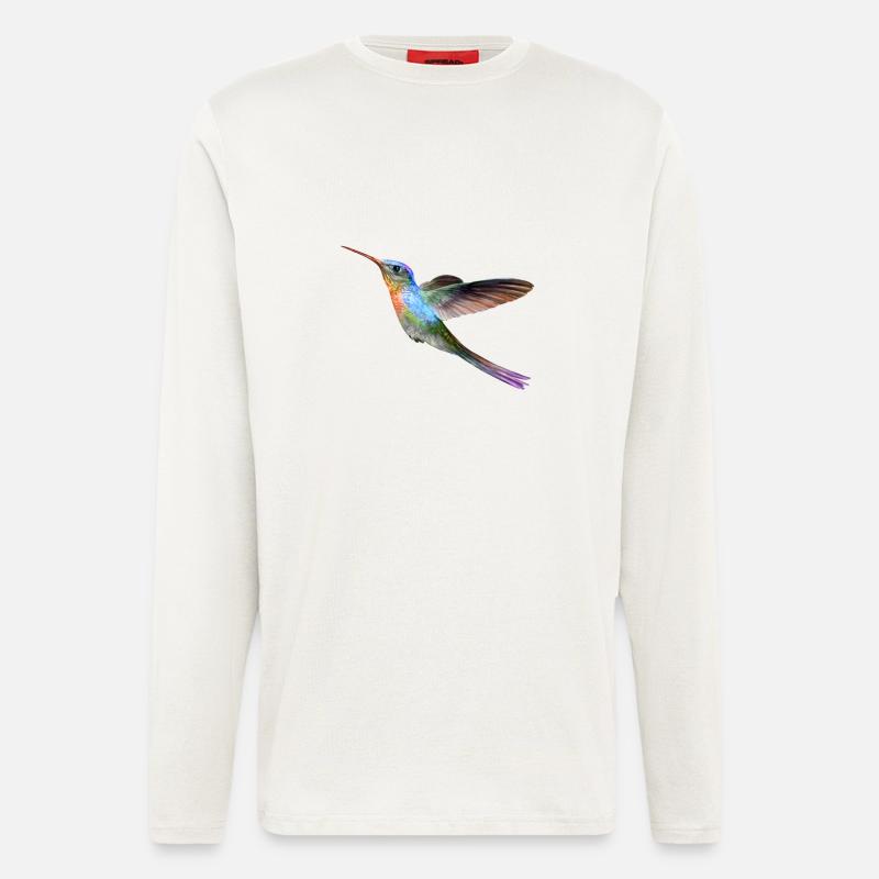 Farbenfroher Kolibri im Flug - Langarmshirt - made by SPREAD - OFF WHITE