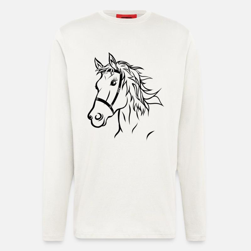 Pferdekopf Pferd Reiten Geschenk - Langarmshirt - made by SPREAD  - OFF WHITE