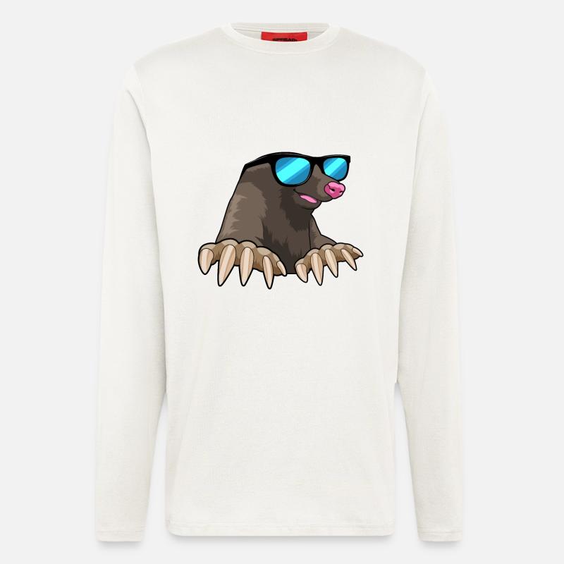 Maulwurf mit Sonnenbrille - Langarmshirt - made by SPREAD  - OFF WHITE