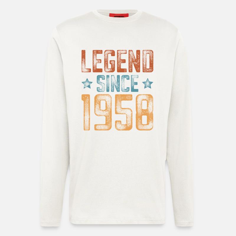 1958 Naissance Année de naissance Anniversaire - Manches longues bio décontracté fabriqué en UE - OFF WHITE