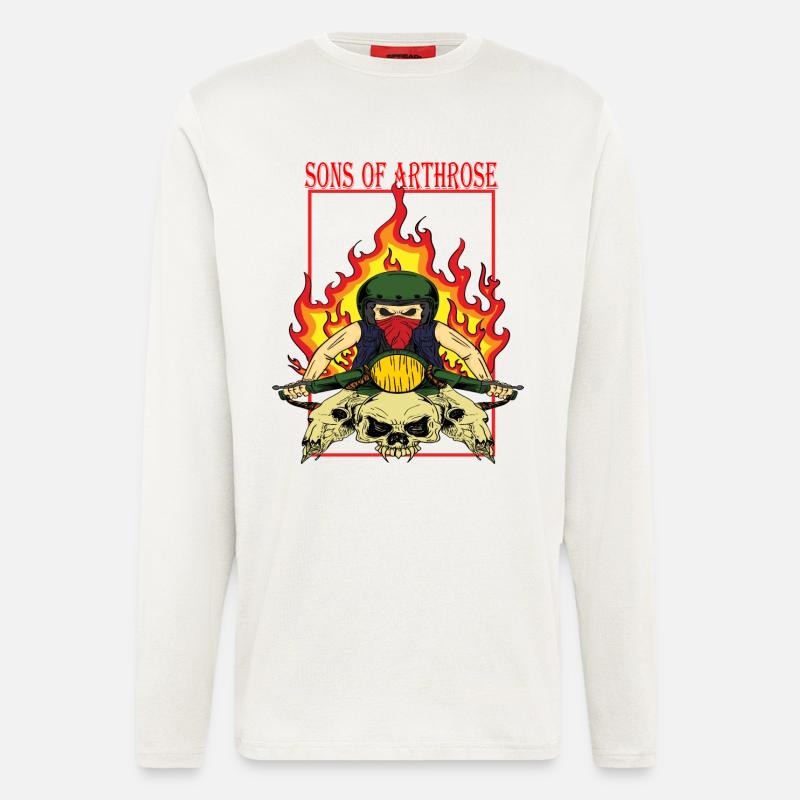 Flammenbiker Skullride - Langarmshirt - made by SPREAD  - OFF WHITE