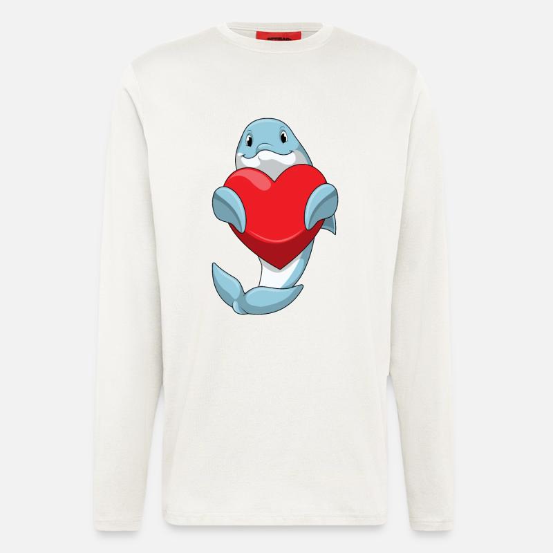 Delfin Herz - Langarmshirt - made by SPREAD - OFF WHITE