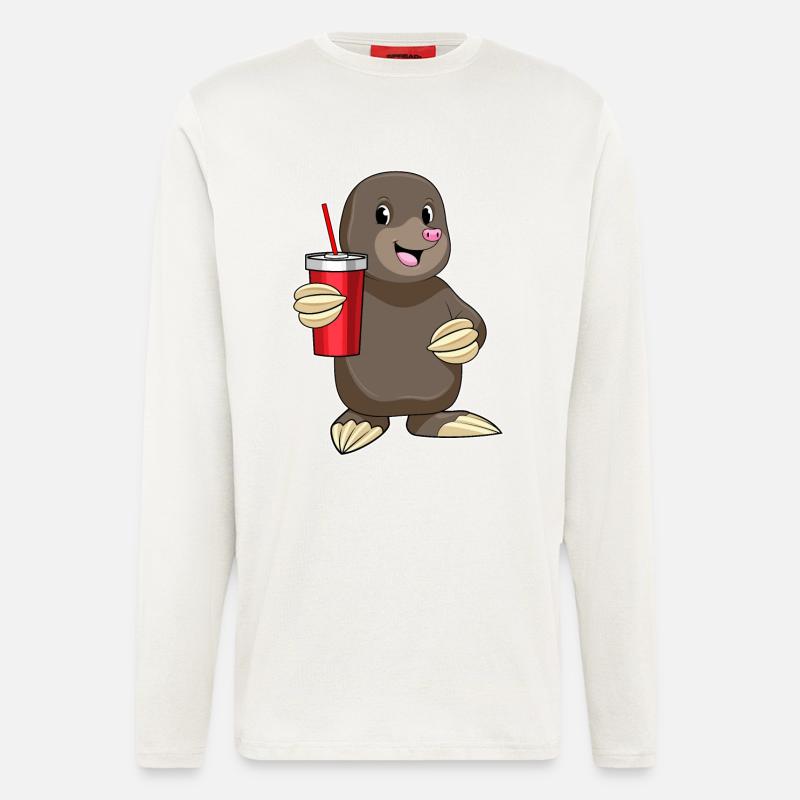 Maulwurf mit Trinkbecher - Langarmshirt - made by SPREAD  - OFF WHITE