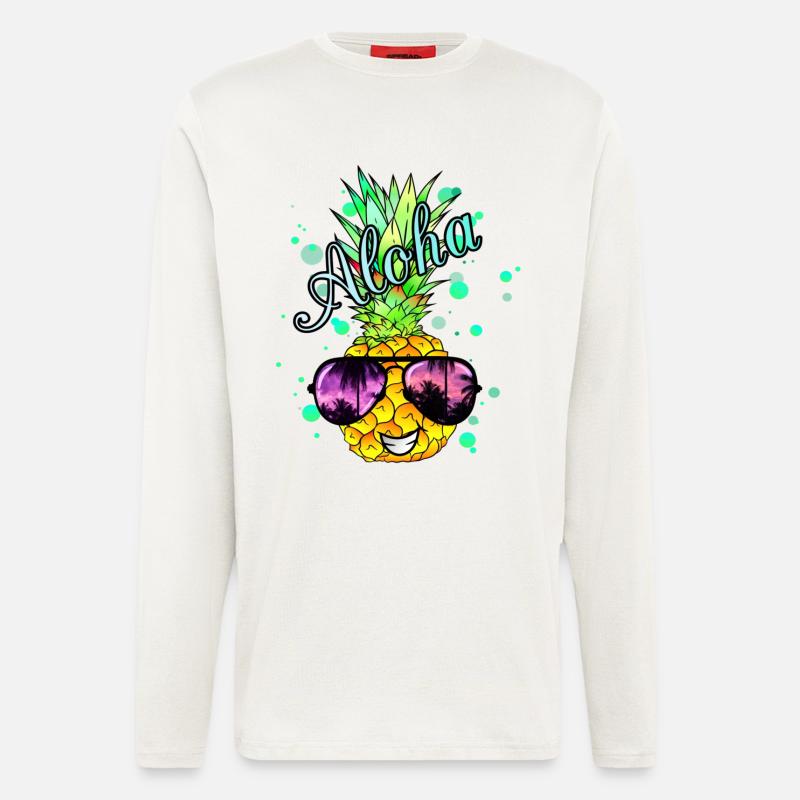 Aloha Ananas mit Farbspritzern - Langarmshirt - made by SPREAD  - OFF WHITE