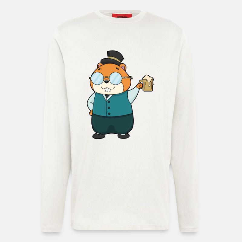 Hamster Bier - Langarmshirt - made by SPREAD - OFF WHITE