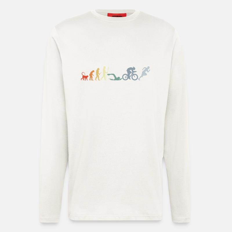 Évolution du triathlon - Manches longues bio décontracté fabriqué en UE - OFF WHITE