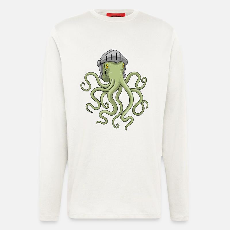 Krake Ritter Helm - Langarmshirt - made by SPREAD - OFF WHITE