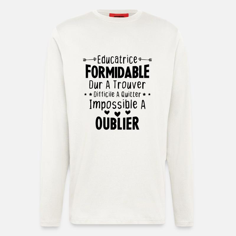 Éducatrice formidable cadeau Éducatrice d'école - Manches longues bio décontracté fabriqué en UE - OFF WHITE