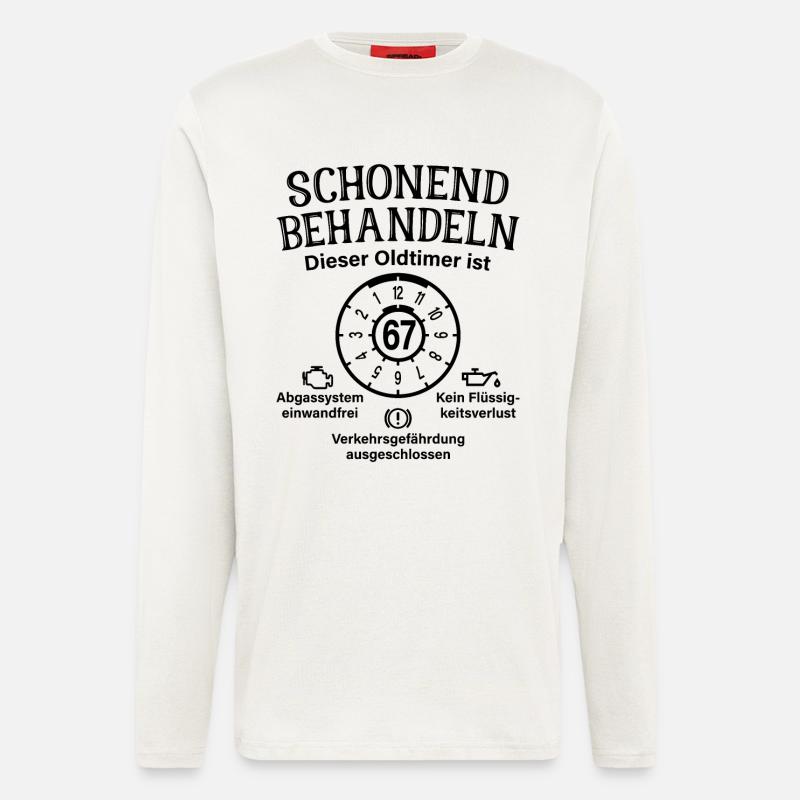 67. Geburtstag Schonend Behandeln Oldtimer Ist 67 - Langarmshirt - made by SPREAD  - OFF WHITE