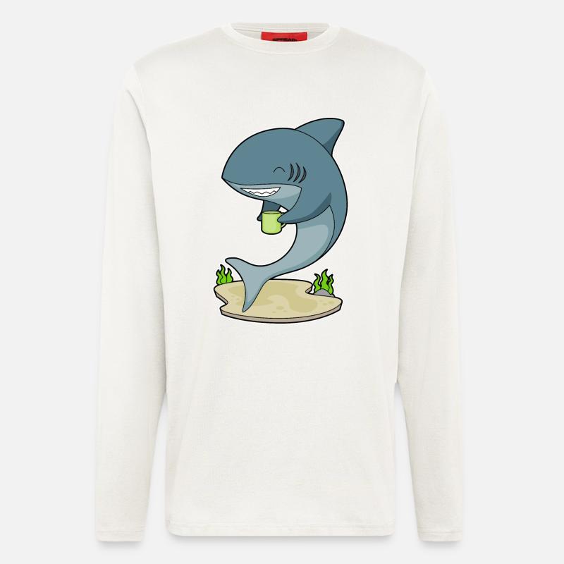 Hai Becher Kaffee - Langarmshirt - made by SPREAD - OFF WHITE