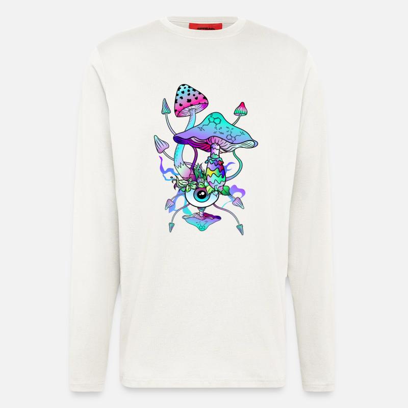 Psytrance Psychedelische Pilze - Langarmshirt - made by SPREAD  - OFF WHITE