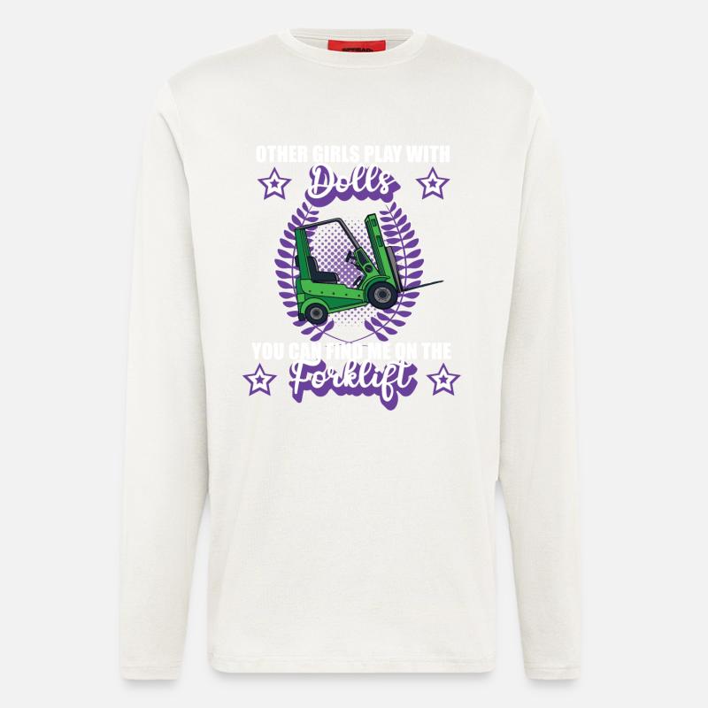 Gabelstapler Lageristin Forklift Logistik Beruf  - Langarmshirt - made by SPREAD  - OFF WHITE