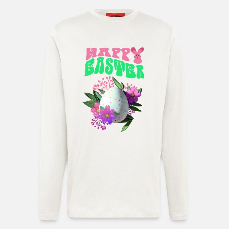 Frohe Ostern Osterei Blumenkunst - Langarmshirt - made by SPREAD - OFF WHITE