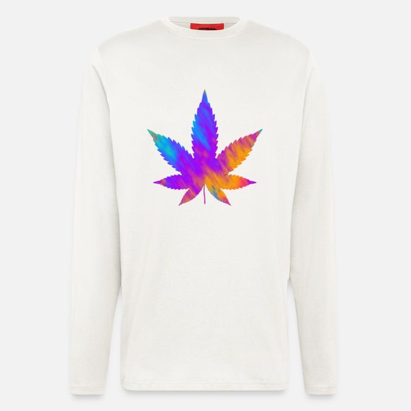 Cannabis Blatt | Hanfblatt Farbverlauf  - Langarmshirt - made by SPREAD  - OFF WHITE