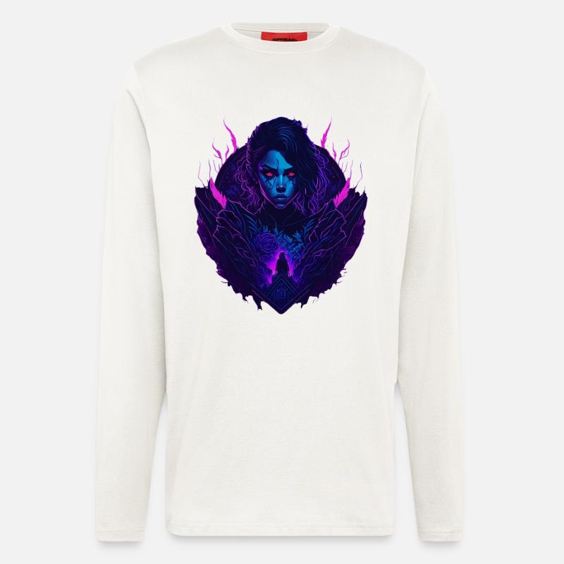 Devil Gothic Seduction Girl - Manches longues bio décontracté fabriqué en UE - OFF WHITE