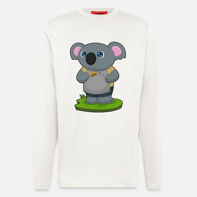 Koala Coiffeur Ciseaux Peigne - Manches longues bio décontracté fabriqué en UE - OFF WHITE