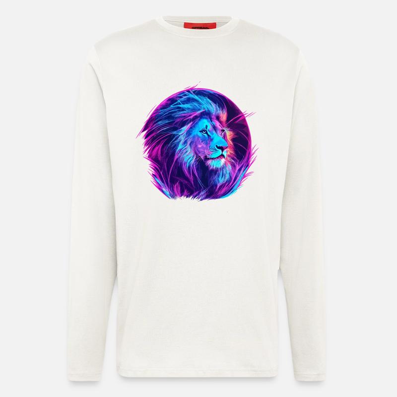 Löwe Vaporwave EDM - Langarmshirt - made by SPREAD  - OFF WHITE