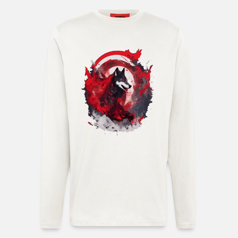Wolfsblut Japan Wolfs Kunst - Langarmshirt - made by SPREAD  - OFF WHITE